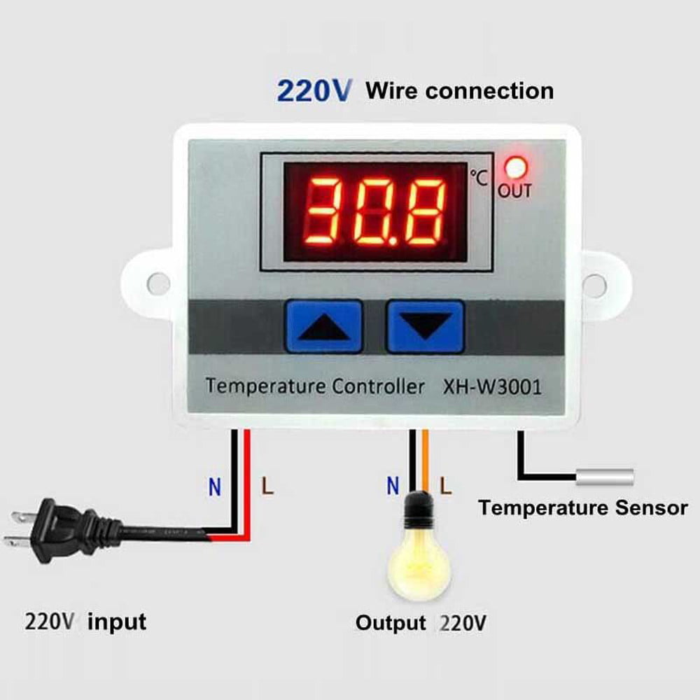220V Digital LED Temperature Controller 10A Thermostat Control with Switch Tool 