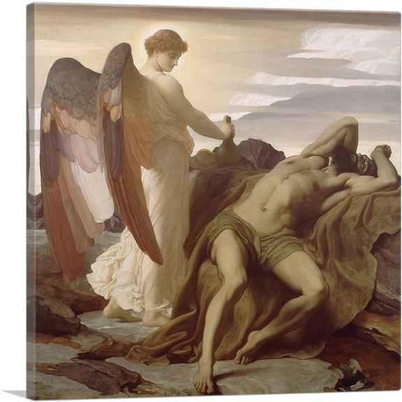 ARTCANVAS Elijah in the Wilderness 1878 Canvas Art Print by Frederic Leighton - Size: 12" x 12" (0.75" Deep)