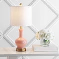 JONATHAN Y Reese 26.5" LED Table Lamp With USB Port - Silver/Brass Gold Glass Base, Linen Shade