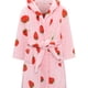 thumbnail image 1 of Girls Hooded Bathrobe Strawberry Pattern Flannel Soft Warm Pockets Belt Robe Pyjamas Sleepwear Kids Spring Clothes, 1 of 5