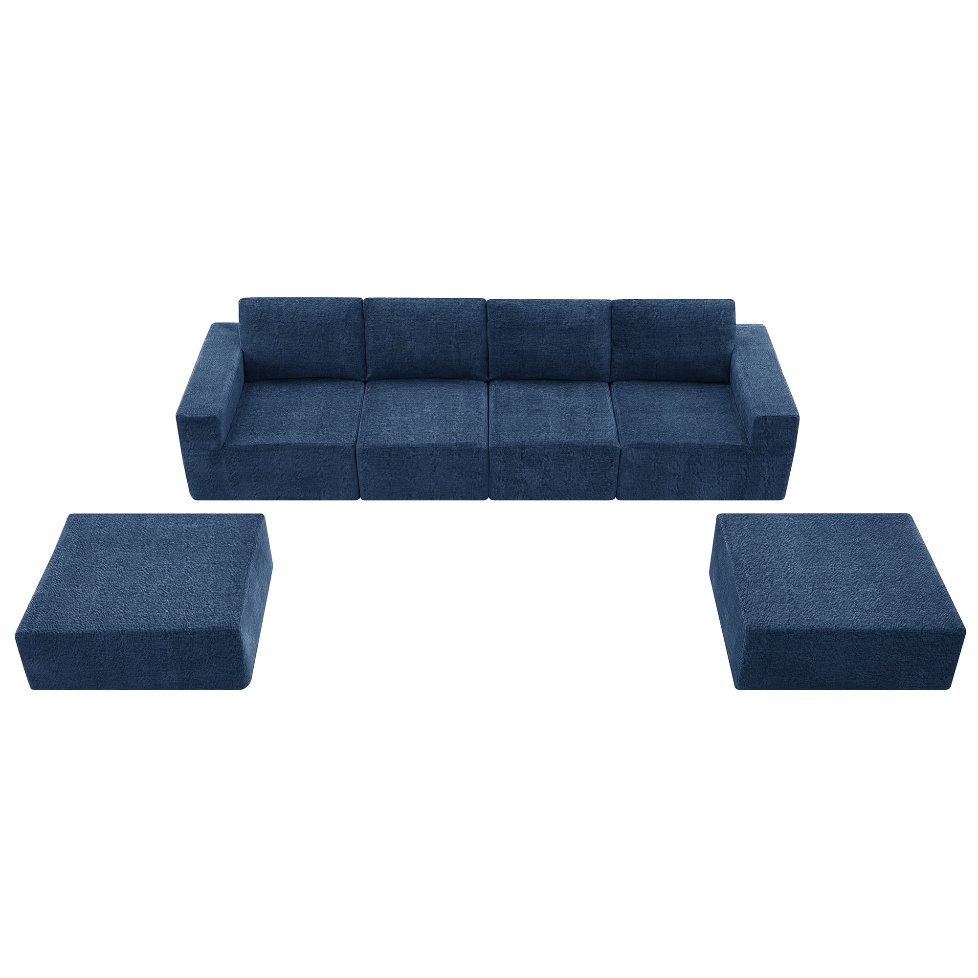 MAYEERTY 110x72" Modular U-Shaped Sectional Sofa - Luxury Chenille Floor Couch with Ottomans/Deep Seat, No Assembly for Living Room/Bedroom, 3 Colors