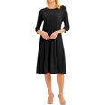 thumbnail image 3 of Nlife Women 3/4 Sleeve Round Neck Swing Midi Dress,S, 3 of 10