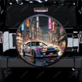 thumbnail image 1 of Tokyo Drift Neonlit Urban Racing Spectacle Polyester Universal Spare Wheel Tire Cover Wheel Covers for Trailer RV Truck Camper, 1 of 5