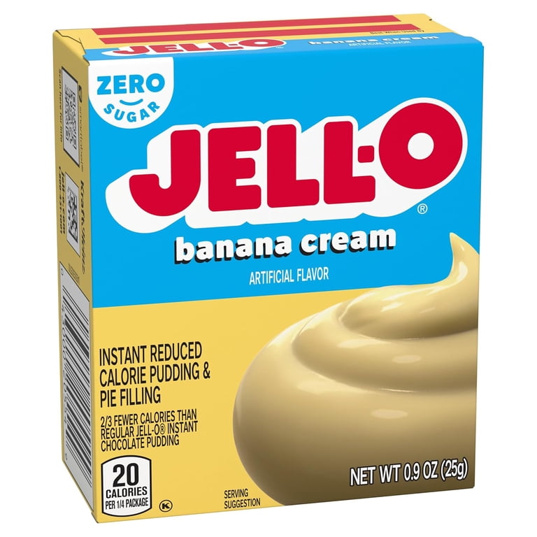 Jell-O Banana Cream Instant Pudding Mix, Sugar Free, 0.9 oz, Pack