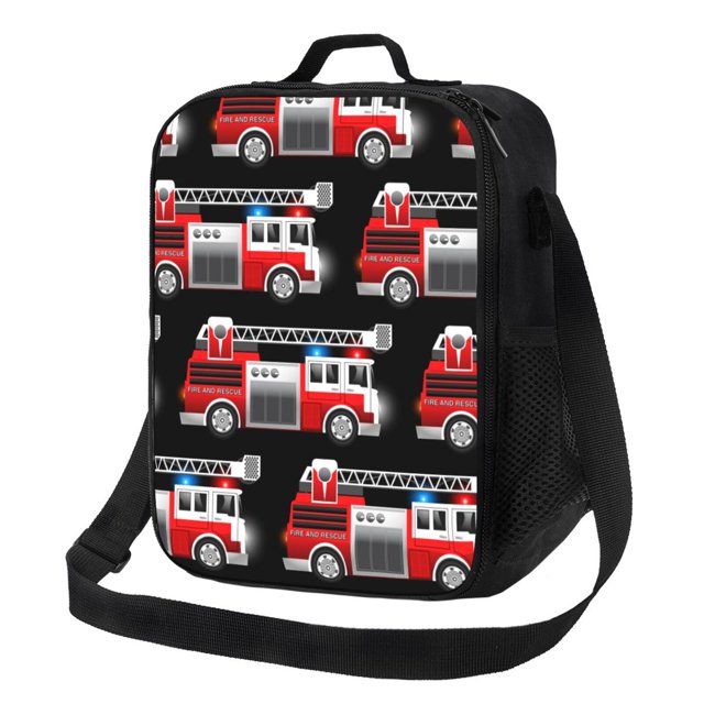 Disketp Fire and Rescue Truck Bolsa Térmica Estampada para Almuerzo, Lonchera para Hombres y Mujeres Adultos