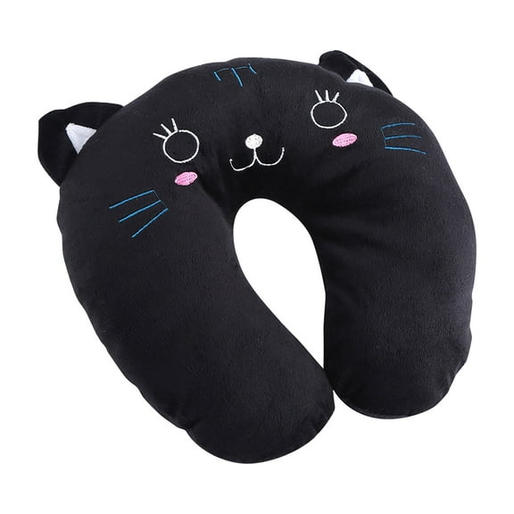 Kids Travel Neck PP Cotton Pillow Cute Animal Comfortable Soft U Shaped Cushion for Airplane Car Head Rest Toy [Cat]