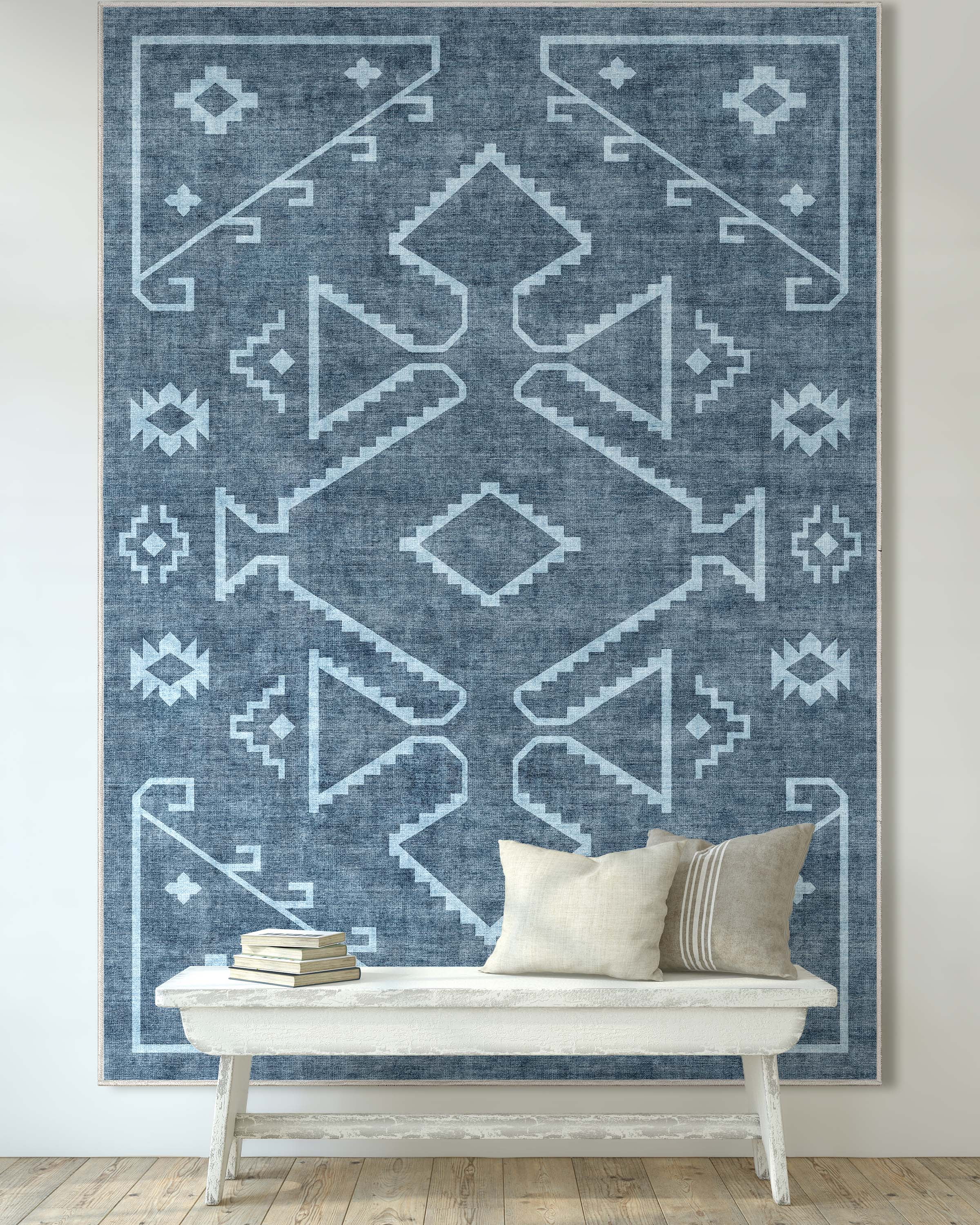 Well Woven Apollo Bottineau Vintage Southwestern Blue Flatweave 5'3" x 7'3" Area Rug