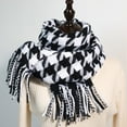thumbnail image 4 of Bibifish Womens Black White Houndstooth Scarf Soft Flowy Fabric with Tassel Autumn Winter Retro Cozy Casual Outdoor Daily Shawl, 4 of 4