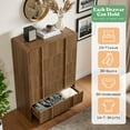 thumbnail image 4 of Papajet 5 Drawer Dresser, 48" Tall Modern Chest of Drawers with Pine Handle, Rounded Corner & Anti-Tip for Bedroom, Living Room, Entryway, Dark Walnut, 4 of 10