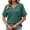 Green, variant on Womens Boho V-Neck T-Shirts Short Eyelet Sleeve Loose Fit Top Spring Summer Fashion Beathable Daily Wear 2026