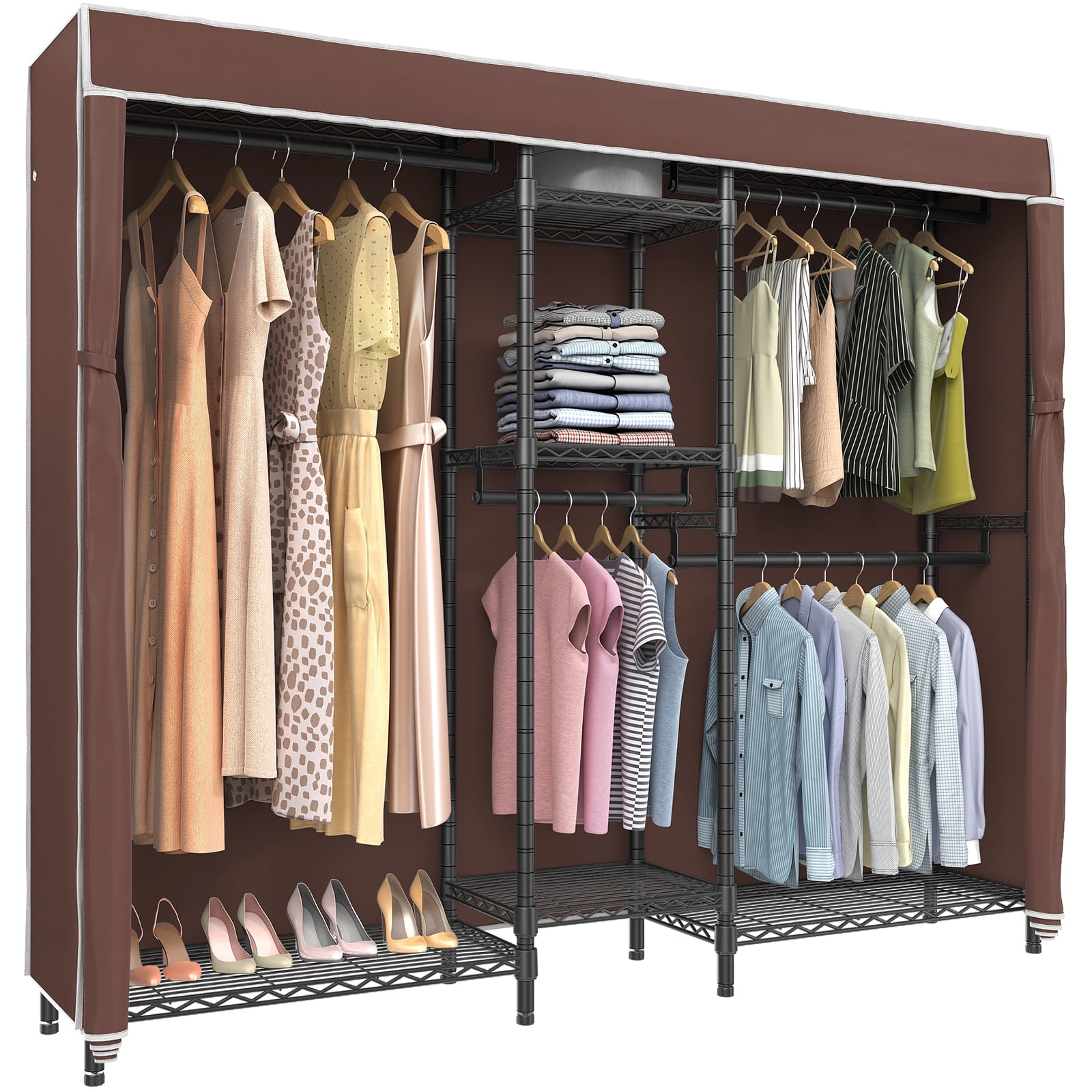 VIPEK V6C 5 Tiers Wire Garment Rack with Black Oxford Fabric Cover, 75.