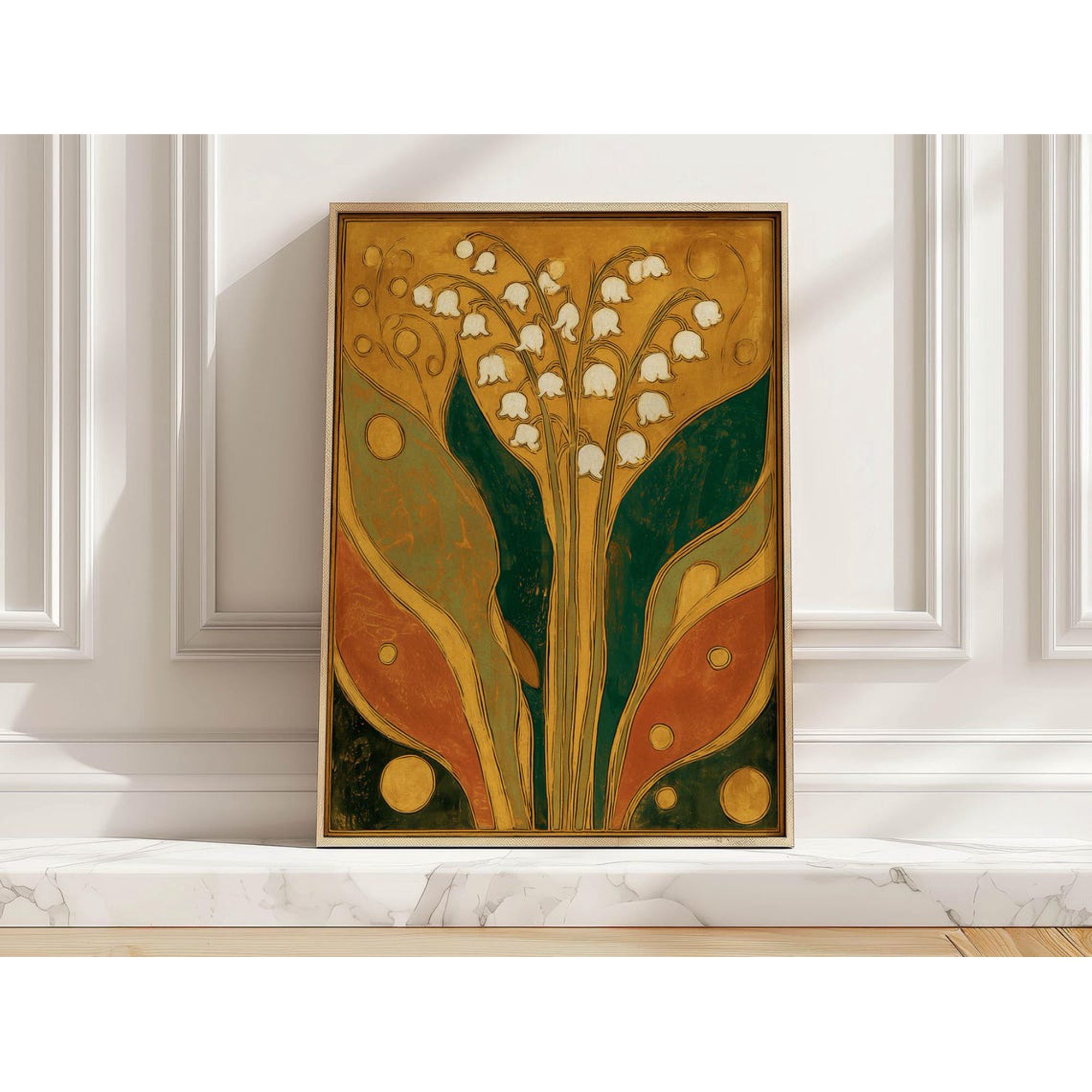 Lily Of The Valley Mid Century Modern Botanical Art Abstract Bell Flowers Art For Bedroom Wall Decor Unframed Paper Print