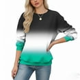 thumbnail image 4 of XPMWRP Women's Gradient Trendy Sweatshirt Casual Long Sleeve Crew Neck Pullover Loose Spring Fall Sweatshirt Sky Blue XXL, 4 of 5