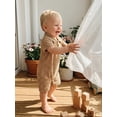 thumbnail image 5 of BemeyourBBs Newborn Baby Boy Girl Summer Clothes One Piece Outfit Romper Jacquard Textured Button Collared Short Sleeve Infant Jumpsuit with Chest Pocket, 5 of 9
