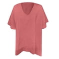 thumbnail image 4 of JIAYUE Sweaters For Women Solid Color Elbow-Length Drop Shoulder V-Neck Oversized Pullover For Women Cozy Seasonal, 4 of 4