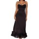 thumbnail image 3 of Maxi vestidos para mujer correa de espagueti sin negro recorte delgado fruncido bodycon vestido largo verano Y2K Streetwear, 3 of 5