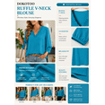 thumbnail image 3 of DOKOTOO Blouses for Women Dressy Casual Ruched V Neck Smocked Tops 3/4 Sleeve Loose Fit Shirts, 3 of 10