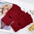 thumbnail image 6 of 1Pairs Winter Fingerless Gloves Mittens for Women Men Warm Wool Knitted Convertible Flip Top Mittens Cold Weather, 6 of 8