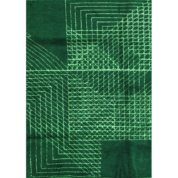 Ahgly Company Indoor Rectangle Abstract Green Modern Area Rugs, 6' x 9'