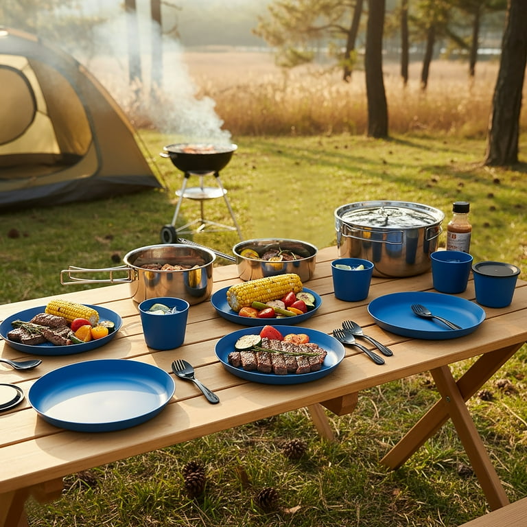 Free Shipping! Ozark Trail 22-Piece Camping Cook and Dine Set with