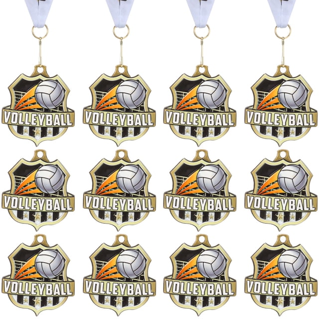 Medallas de voleibol Ecation de metal dorado de 5 cm, juego de 24 piezas