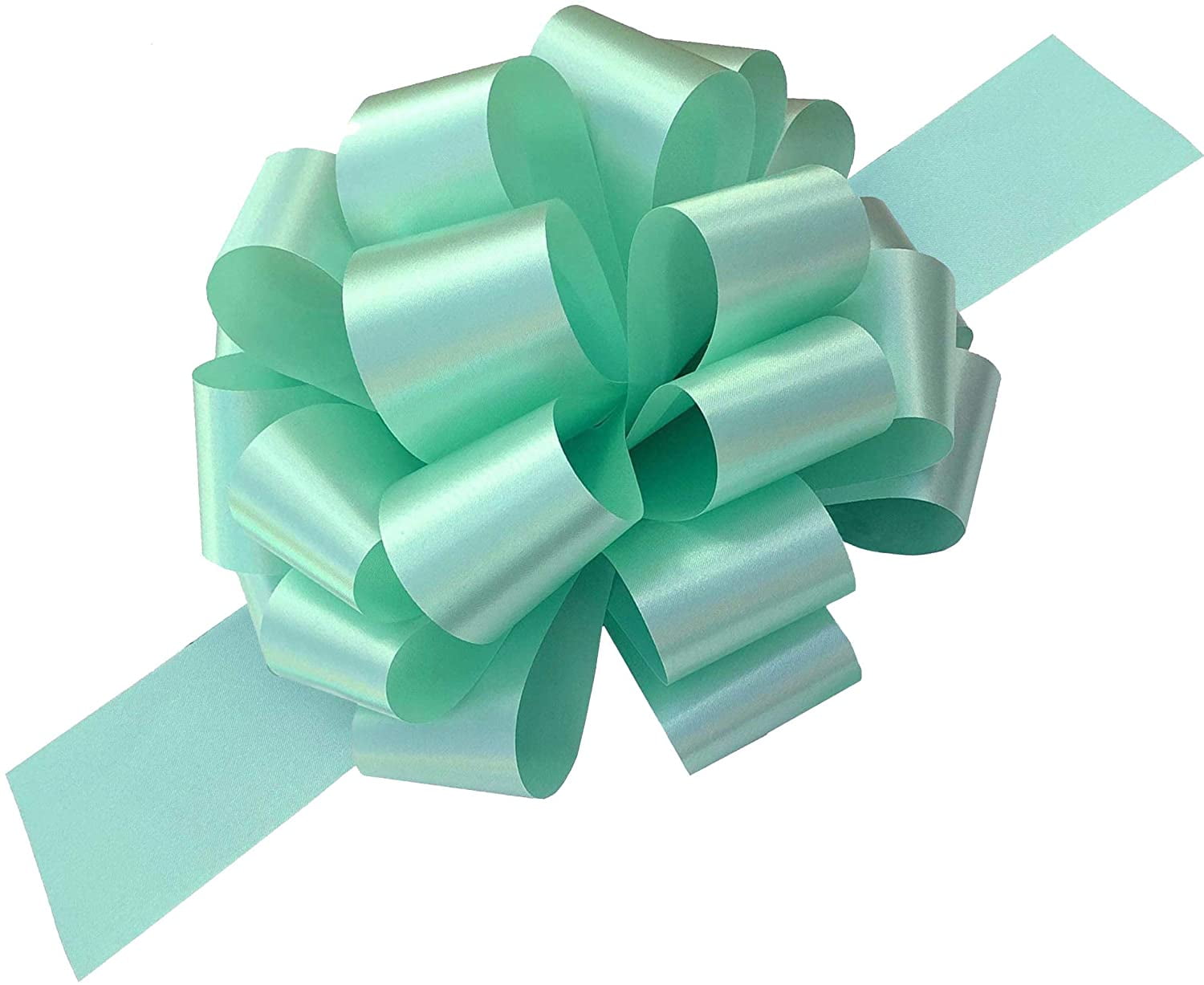 Large Mint Green Ribbon Pull Bows 9" Wide, Set of 6, St. Patrick's Day, Easter, Christmas