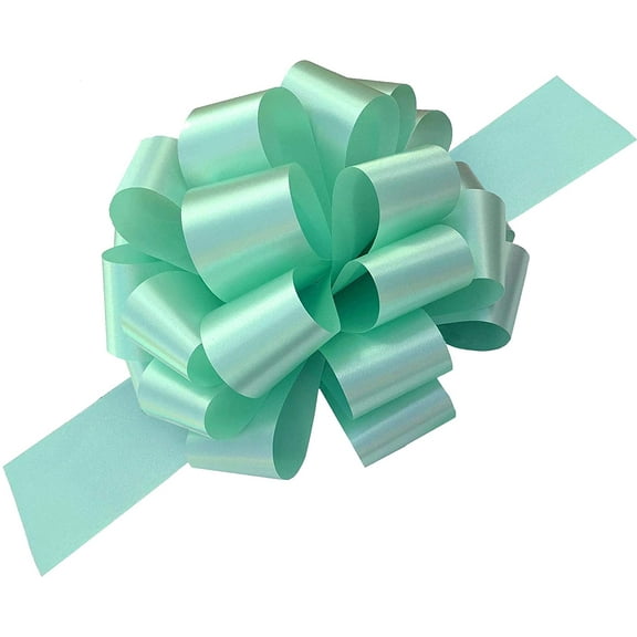 Large Mint Green Ribbon Pull Bows - 9" Wide, Set of 6, St. Patrick's Day, Easter, Gift Basket, Presents, Christmas