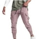 thumbnail image 1 of Pantalones largos para hombre, de color liso, elásticos, ajustados al tobillo, informales, deportivos, transpirables, para hombre, 1 of 3
