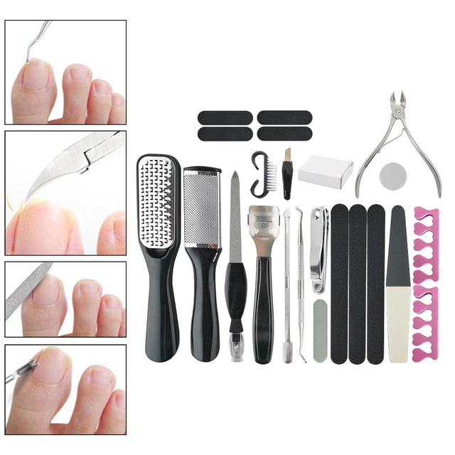 23 en un de manicura y pedicura para pies Herramienta de atención de pies de material acero inoxidable para pies de tacón Talones para hombres Mujeres Salvador Dali Dispositivos para el cuidado de las uñas de los pies