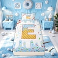 thumbnail image 3 of Meiyoeat Colorful Donut E Letter Twin Sheet Sets for Boys Girls, Blue Baseball Ice Cream Bedding, 3-Piece, 3 of 5