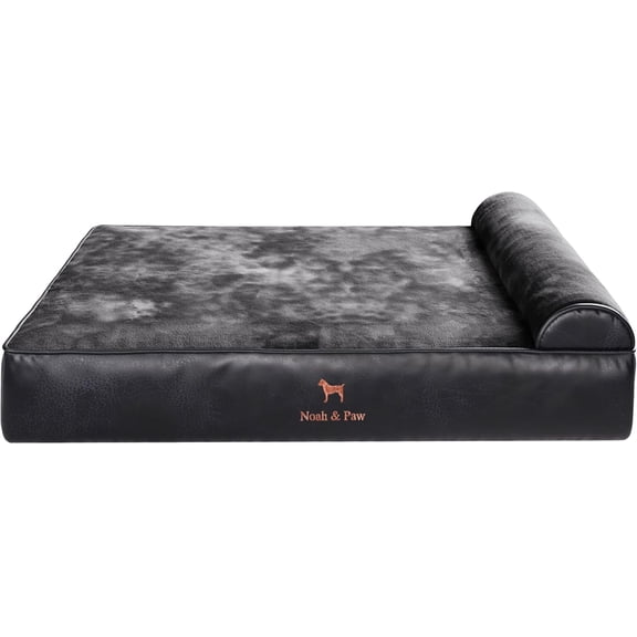 NOAH & PAW XL Dog Bed, 45x35x11 Inch, Orthopedic Large Dog Beds, Eggshell Memory Foam Infused with Cooling Gel, Waterproof, Machine Washable, Includes Inner Cover (Vegan Leather)