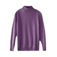 thumbnail image 5 of AJHSAKLt Turtleneck Tops for Women Semi Sweater Long Sleeve Solid Color Pullover With A Base Shirt Autumn And Winter Warm Loose Sweaters for Women Purple, 5 of 6