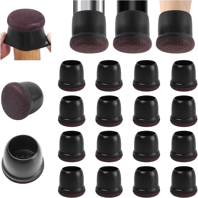 Paquete de 16 protectores de suelo pequeños de silicona negra con fieltro envuelto, puntas de goma para sillas, fundas para patas de sillas, almohadillas protectoras para patas de muebles, sin ruido y sin arañazos Sincero Electrónica