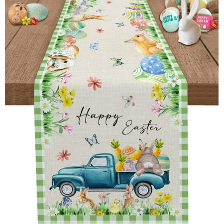 

St. Patrick s Day Table Runner 71 Inches Long Farmhouse Burlap Table Runners Shamrock Texture Green and Black Plaid Table Decoration Runner for Party Holiday Wedding Dinner 13.8 x71 inch
