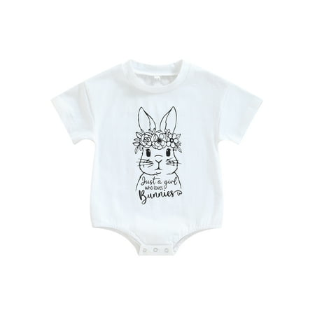 

Easter Baby Girl Clothes Top 3 6 12 18 24 Months Summer Short Bodysuits Infant Bunny Onesie Newborn Tees (Pink 12-18 Months)