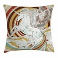 thumbnail image 1 of Unicorn Throw Pillow Cushion Cover, Pop Art Culture Graphic of Ancient Unicorn with Angel Wings on Spiral Backdrop Artwork, Decorative Square Accent Pillow Case, 20 X 20 Inches, Multi, by Ambesonne, 1 of 2