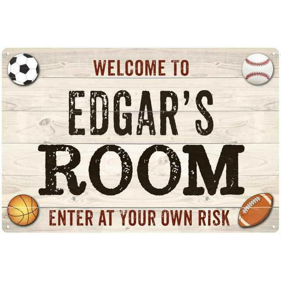 EDGAR'S Room Kids Bedroom Sign Boy's Gift 8x12 Metal 108120090168