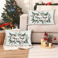 thumbnail image 2 of Christmas Pillow Covers 12x20,Eucalyptus Mistletoe Christmas Decorations Pillows Decorative Throw Pillow Cases, Merry Bright Xmas Lumbar Cushion Covers for Winter Home Couch, 2 of 5