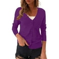 thumbnail image 2 of VISALY Cropped Cardigan Long Sleeve Cardigan Women's V Neck Cardigan Sweater Plus Jacket Solid Color Knitted Sweater Button Down Cardigans Thin Cardigans Lightweight Clear 3Xl, 2 of 4