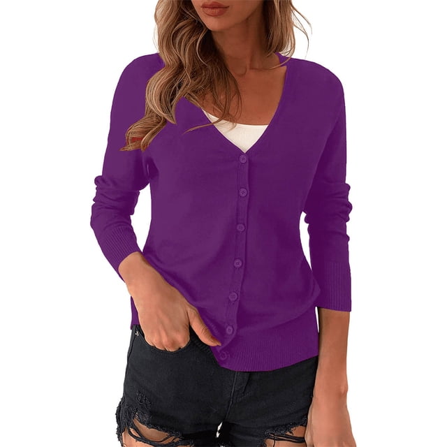 V-Neck Cropped Cardigan, Plus-Size Short Sweater, Relaxed Knit Top Clear S , Coat