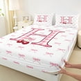 thumbnail image 3 of Feelyou Cartoon Plaid Letter H Full Size Sheets, Dreamy Pink Ribbon Cherry Bed Sheets, Fairy Tale Style Sheet Sets, Luxury Bedroom Decor, 4pcs, 3 of 7