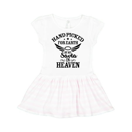 

Inktastic Handpicked for Earth By My Savta in Heaven with Angel Wings Gift Toddler Girl Dress