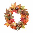 thumbnail image 2 of 20inch Artificial Maple Leaves Fall Wreath - Autumn Wreath with Colorful Maple Leaves Pumpkin Pine Cone and Berries, Harvest Wreath for Front Door Table Wall and Thanksgiving Festival Wedding Decor,Q, 2 of 9