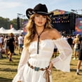 thumbnail image 5 of Wowstyle Wide Brim Cowboy Hat for Adult Men Women Cowgirl Hat with Diamond Glitter Band Western Cattleman Cowboy Rodeo Outfit for Outdoor Activities Parties Music Festive, 5 of 7