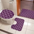 thumbnail image 5 of Purple Plaid Bathroom Rugs Set Retro Country Moroccan National Geometrical Plaid Non Slip Absorbent Soft Bath Mats 3 Piece Set with Bathroom Rug, U-Shaped Floor Mat, Toilet Seat Cover Large Size, 5 of 9