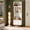 black, variant on Space-Saving 74-Inch Hall Tree Coat Rack with Bench and Storage – Entryway Organizer – 4 Gold Hooks – Sturdy Metal Legs – Perfect for Entryway or Living Room – Color: White