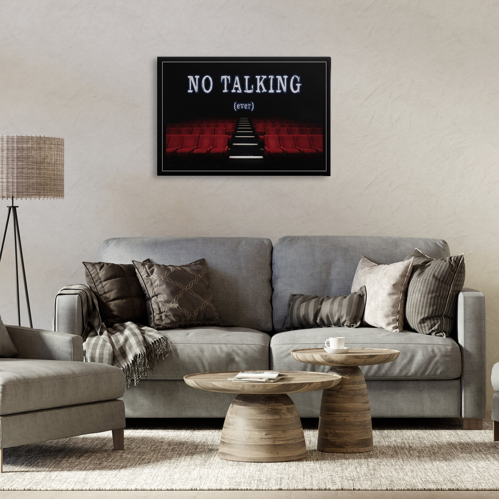Stupell Industries No Talking Move Theater Entertainment Painting Wrapped Canvas Art Print Wall Art, 30 x 20