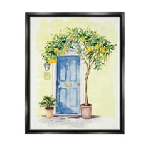 Stupell Industries Lemon Tree in Doorway Food & Beverage Painting Black Floater Framed Canvas Art Print Wall Art, 17 x 21