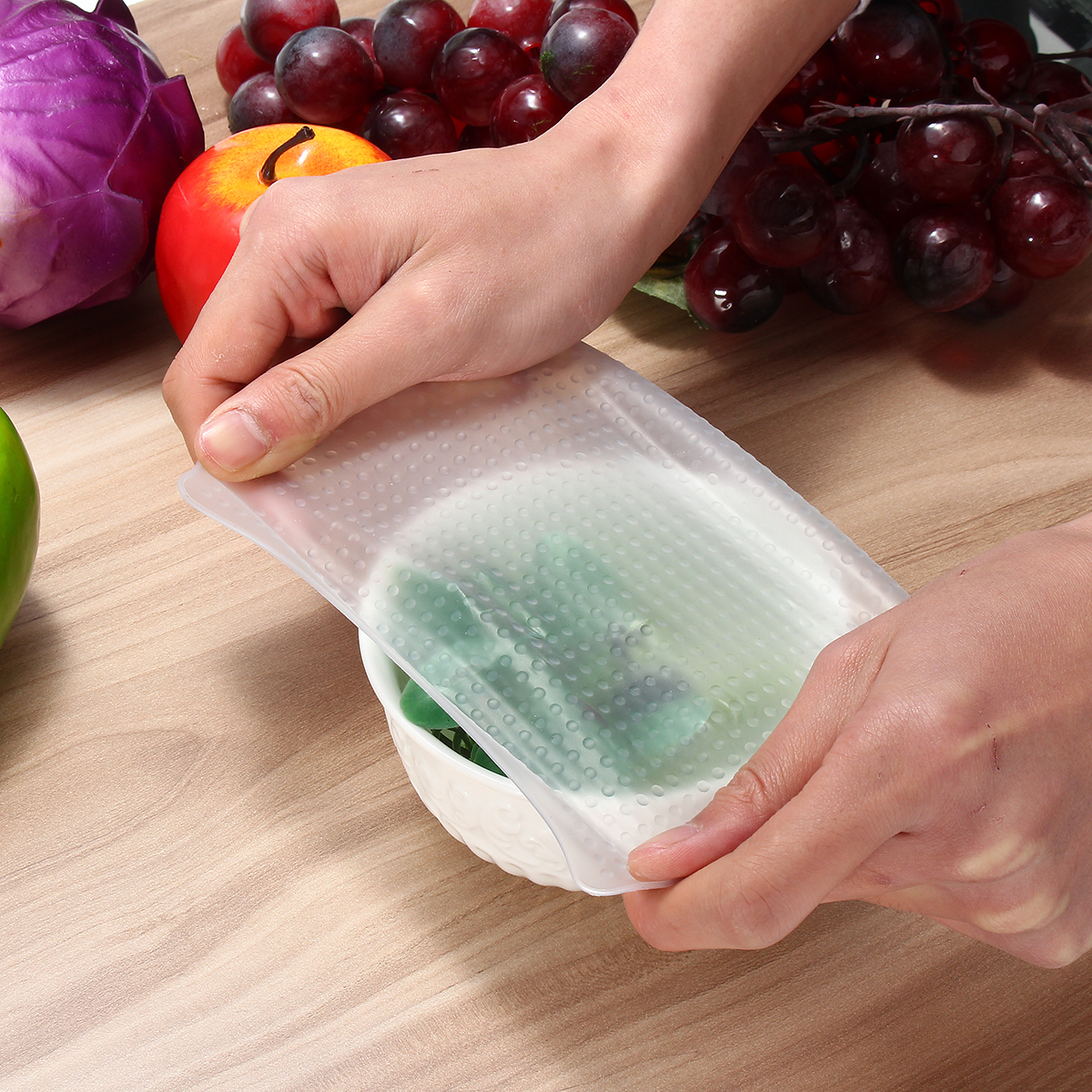 Reusable Silicone Food Storage Wrapper Containers Food Fresh Keeping