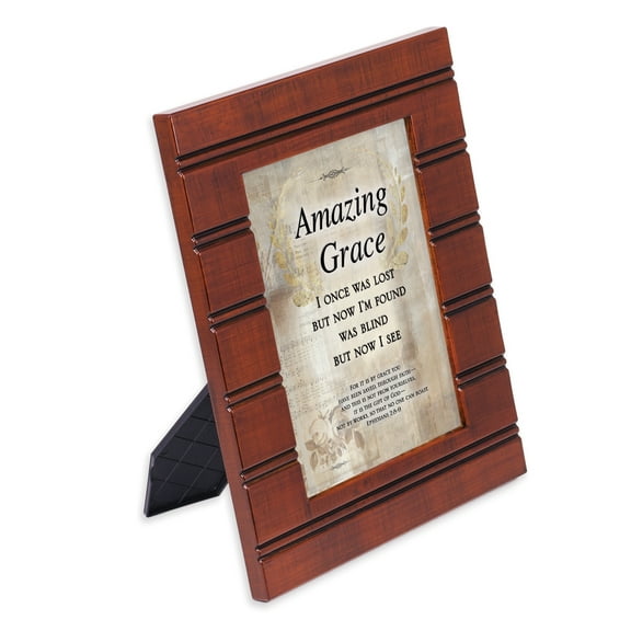 Amazing Grace Through Faith Woodgrain Beaded Board 5 x 7 Table Top and Wall Photo Frame